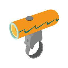 Orange bicycle flashlight isolated on white background. Vector graphics.