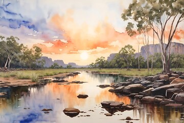Kakadu National Park Australia Country Landscape Illustration Art