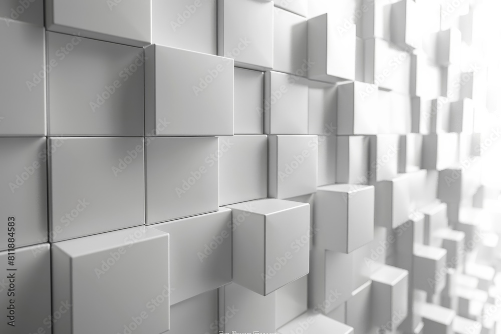 Poster dynamic loop animation featuring rotating white cubes with changing patterns on tiles. technology co