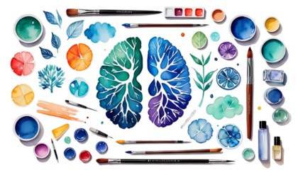 hand symbol connection illustration disorder alth mental mind watercolor painting bipolar design drawing health sorrowful healing depression psychology personality abstract art aura body brain chakra