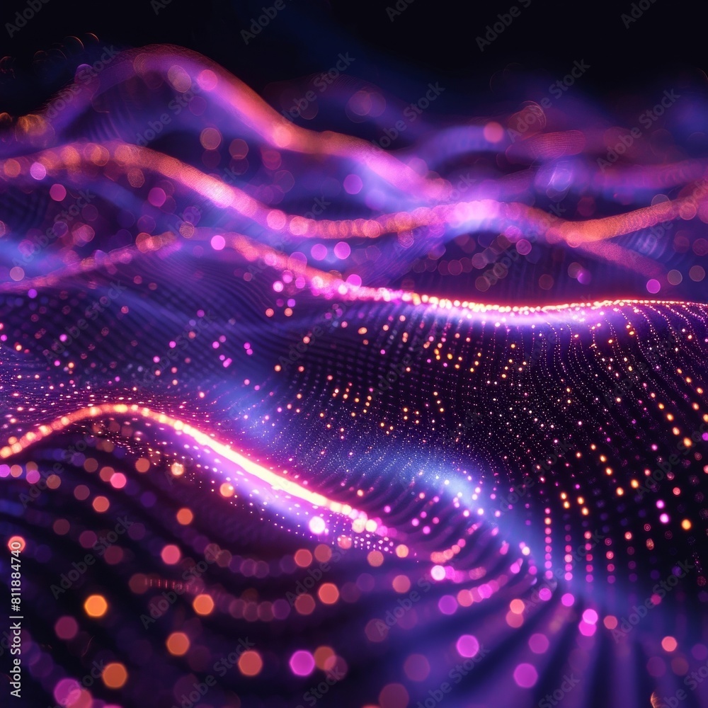 Poster concept of background with digital technology waves. beautiful swirling pattern of dots with shimmer