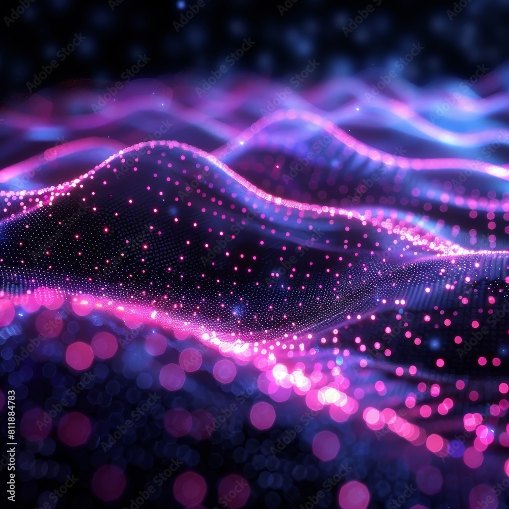Poster concept of digital technology background. elegant movement of pulsating dots texture accompanied by 