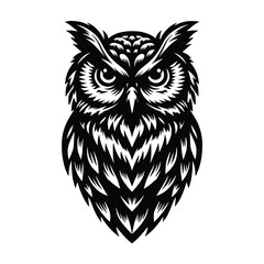 black owl vector illustrator, white background. can be used for emblem, t-shirt, marchendise and more