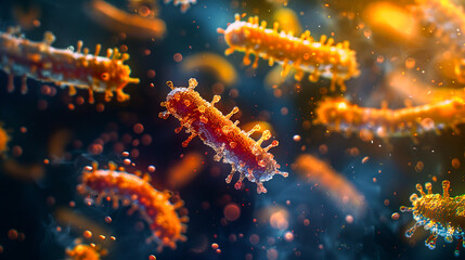 A group of bacteria floating in water.