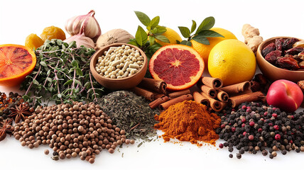 Herbs spices and fruit used in herbal medicine