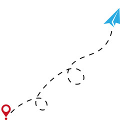 Obraz premium Paper Plane Dotted Line