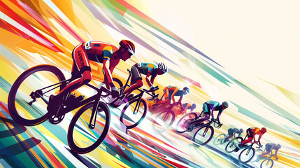 Tour de France cycling sport competition, abstract vector illustration; intense race. Spectacular world famous bicycle competition in France, europe. Poster or background design.