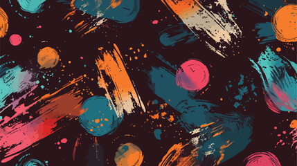 Brown seamless pattern with abstract colorful paint s