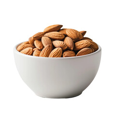 almonds on plate on white background
