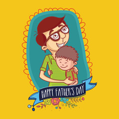 Father and Son hugging to each-other on the occasion of Happy Father's Day.