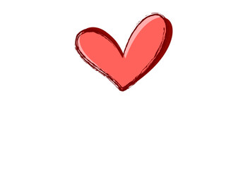 Flat Style Red Heart Shape Isolated on Png Background.