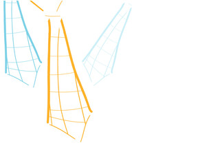 Doodle Style Three Necktie on Transparent Background.