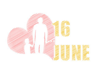 Happy Fathers Day concept for flyer, banner or poster with image of a father holding his child hand and text 16th June.