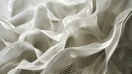 White crumpled nylon fabric with a fishnet pattern.