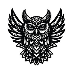 Obraz premium black owl vector illustrator, white background. can be used for emblem, t-shirt, marchendise and more