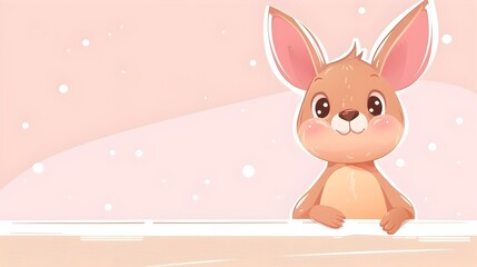 Obraz premium Adorable Bunny with Pastel Backdrop Sweet and Cheerful Cartoon Animal for Nursery Kid s Room or Commercial Use