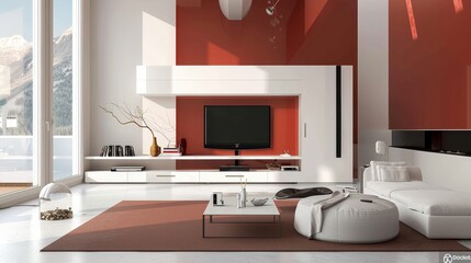 Contemporary Living Room with Bold Red Accents for Modern Home Design and Decor Inspiration