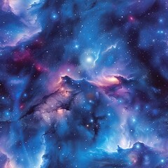 Watercolor Galaxies Form Celestial Pattern in Endless Space - obrazy, fototapety, plakaty