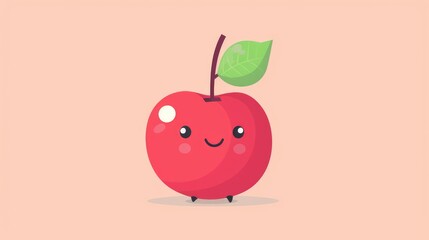 Cute Fruit Character Cherry in Flat Design