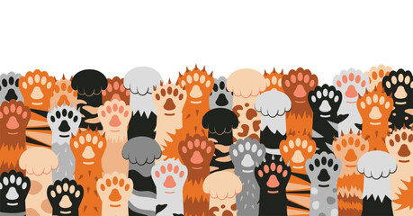 Cat paws icon set background