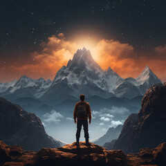 Wondrous image of spaceman travel through stargate with scifi landscape