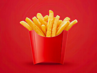 A red box with french fries on it.