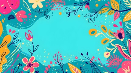 Obraz premium Blooming Floral Pattern in Vibrant Botanical Background with Colorful Spring Flowers and Foliage