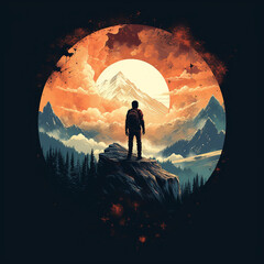 Wondrous image of spaceman travel through stargate with scifi landscape