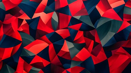 Captivating Geometric Mosaic of Vibrant Reds and Blues Forming a Dazzling Abstract Pattern