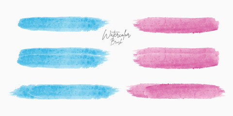 Realistic watercolor brush strokes set Colorful  patch background vector