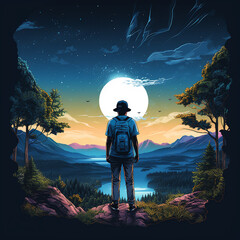 Wondrous image of spaceman travel through stargate with scifi landscape