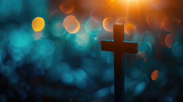 Blurry background featuring a cross