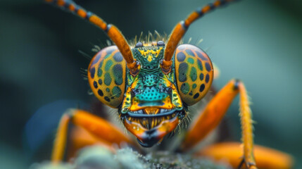 Vibrant close-up of insect with oversized eyes showcasing intricate details.