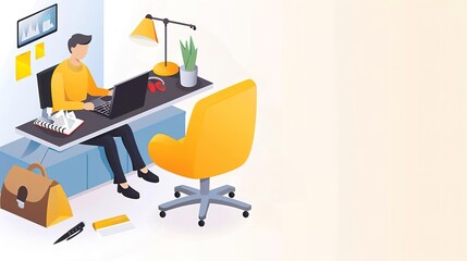 A man sits at his desk working on his laptop