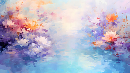 Artistic Impressionism colorful geometric flowers pattern painting