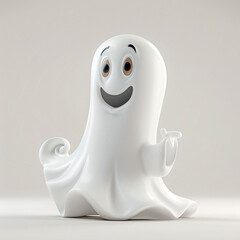 Ghost character. Halloween scary ghostly monster, dead boo spook and cute funny boohoo spooky fly anima or horror curious devil phantom costume isolated cartoon.