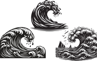 Fototapeta premium silhouette of beach wave vector illustration