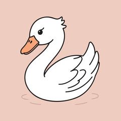 Vector illustration of a cute Swan for toddlers story books