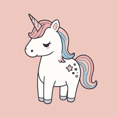 Cute Unicorn for young readers' picture book vector illustration