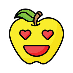 Happy face with heart symbols on eyes, concept icon of in love emoji