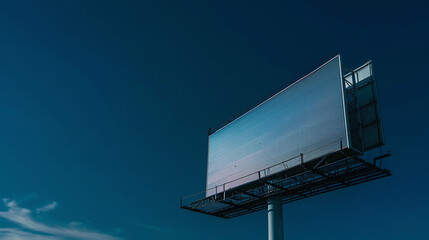 Spacious advertising billboard against a deep blue sky, ready for mockup use.