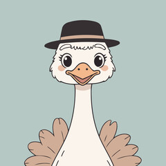 Cute Ostrich for children's bedtime stories vector illustration