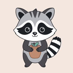 Vector illustration of a cute Raccoon for toddlers books