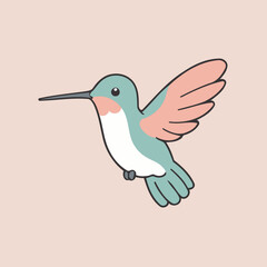 Cute Hummingbird for toddlers' learning books vector illustration