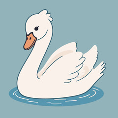 Vector illustration of a cute Swan for children book