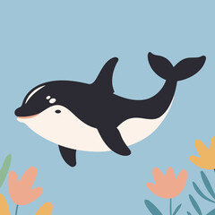 Cute Orca for kids vector illustration