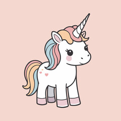 Vector illustration of an adorable Unicorn for young readers' books
