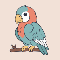 Cute Parrot for children's bedtime stories vector illustration