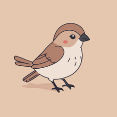 Cute vector illustration of a Sparrow for early readers' delight