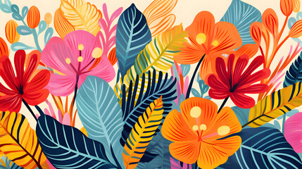 plants in the style of exotic flora and faunavector art background poster decorative painting 